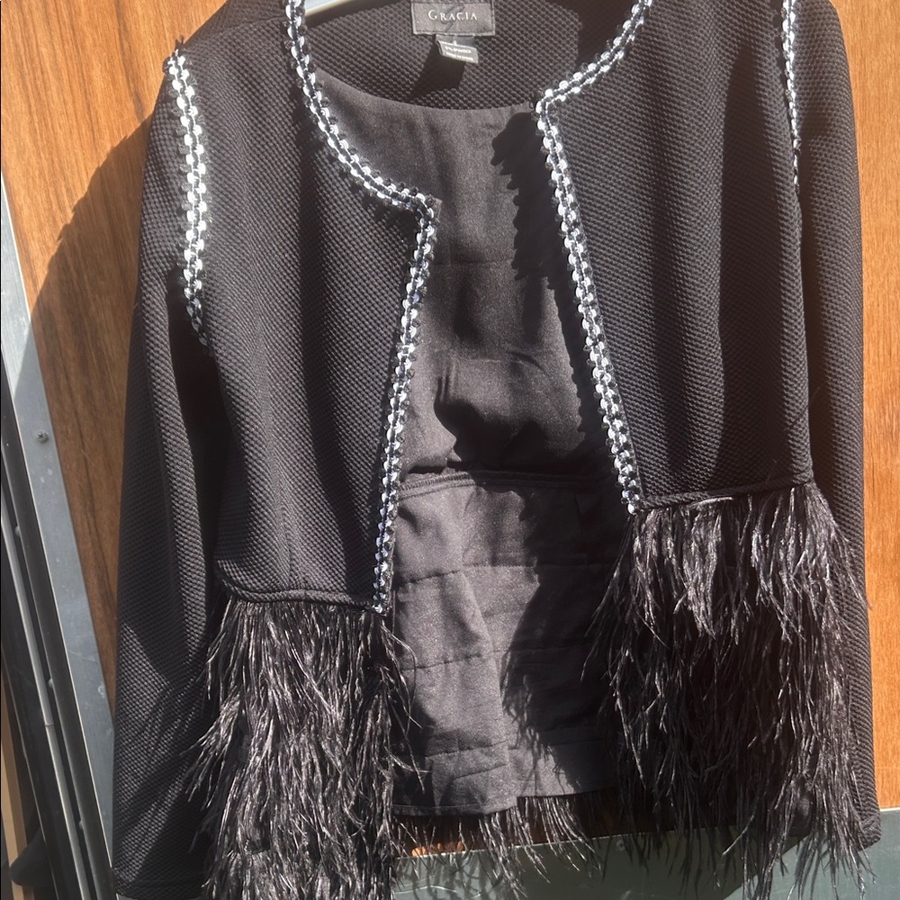 Gracia Black Textured Jacket gorgeous. Never worn  sz small